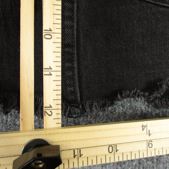 Free People Skirt Womens 0 Black Denim Beaded Gem Cut Off Short Mini Jean 28 - Picture 13 of 14